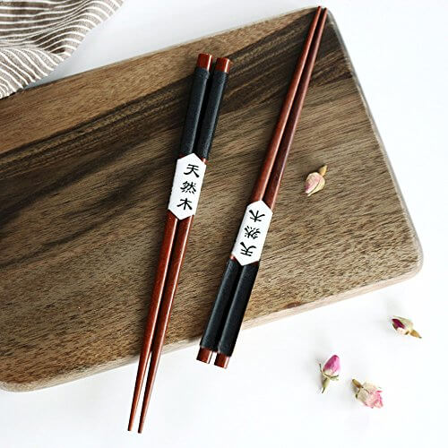 5 Paar Essstäbchen Japanische Natur Chopsticks aus umweltfreundlichem hölzernen in edler Schatulle Geschenkbox - 1
