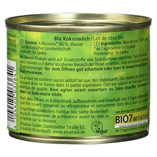 Alnatura Bio Kokosmilch, vegan, 12er Pack (12 x 200 ml) - 6
